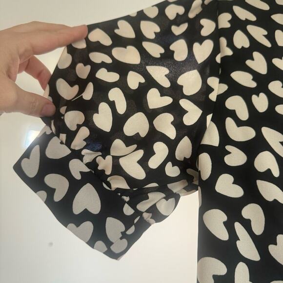 Ann Taylor Medium Knee Length Mock Neck Shift Dress Black and White Hearts - Picture 6 of 16